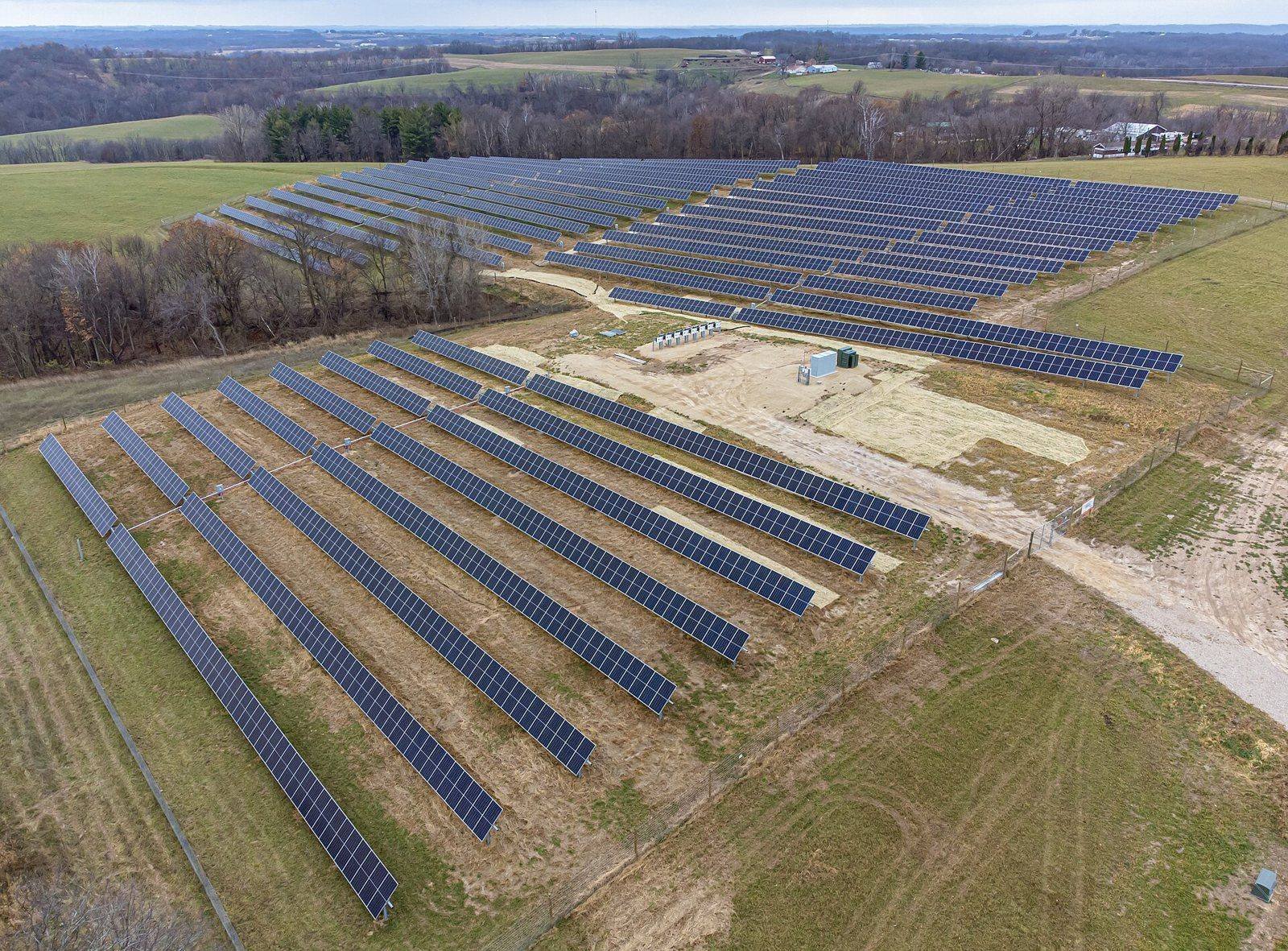 Utility-scale solar array in rural Wisconsin